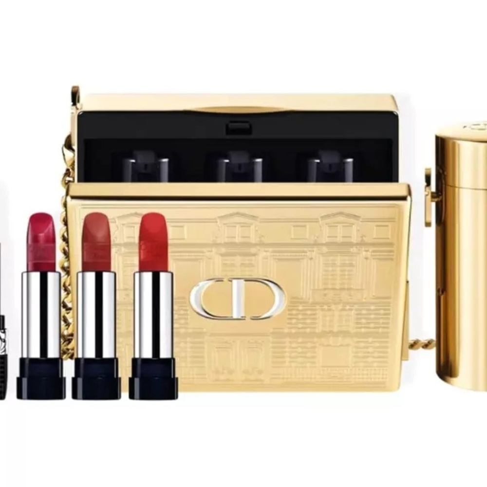 Dior Rouge Dior Minaudière Clutch Bag, original chain, lipstick holder. EUC